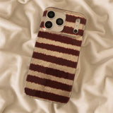 Cute Korean Mushroom Bracket Striped Pattern Phone Case for iPhone 17 16 15 14 Pro Max Shockproof Protective Back Cover