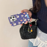 Ins floral cat cute leather cover for iphone 15pro 16Pro 14promax 13promax 14 13 15 16 pro max colorful chain rope phone case