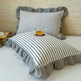 100% Cotton Lace Pillowcase 48x74cm Yarn-dyed Washed Cotton Stripe Pillow Cover Bedding Decorative Pillow Sham With Zipper