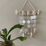 1pcs Natural Shell Wind Chime Hand-woven Home Decoration Knitted Hanging Decoration Tapestries Wall Hanging DIY Material Bag