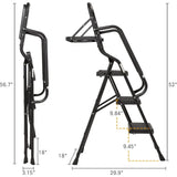 3 Step Folding Ladder with Handrails & Tool Platform, 330 lb Capacity, Non-Slip Wide Pedal, Portable Steel Step Stool