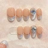 10Pcs Cat Eye Handmade Press On Nails French flash Rhinestone Fake Nail with Butterfly Full Cover Wearable Artificial Nail Tips