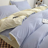 3pcs Solid Color High Quality Duvet Cover Set Luxury Purple Comforter Cover with 2 Pillowcases Triangle Sewn Edge Design Bedding
