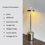 LED Table Lamp Hotel Wireless Rechargeable Desk Lamp Touch Switch Table Lamp Metal Retrolight for Bedroom Living Room Restaurant