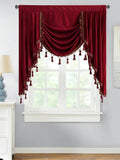 1pc Light Luxury European Modern Red Velvet Tassel Lace Water Wave Curtain Head