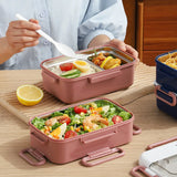 Lunch Box with Soup Bowl for Student Office Worker Microwave Heating Double-layer Box Bento Food Container Storage Box