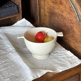 Original Design Two Ear Short Footed Bowl Warm and Creamy White Ceramic Breakfast Bowl Cute
