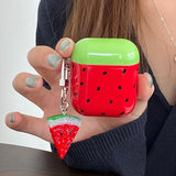 New Lovely Summer Watermelon Gloss Silicone Earphone Case for AirPods 4 AirPods Pro 2 AirPods 1 2 3 Soft Cover With Keychain