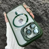 Magnetic Phone Case Lens Protection Stand Back Cover  For IPhone 13 14 15 16 Pro Max  Transparent  Magnetic Phone Case Cover
