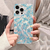 Sea Blue Turtle Design Phone Case For iPhone 14 13 12 11 15 16 Pro Max XS XR X 8 7 Plus SE2022 14 Plus Luxury Laser Silver Cover