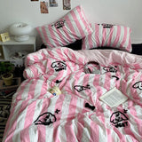 INS Bed Linen Embroideries Stripe bedding Duvet Cover Queen Bedding Set Comforter Cover Sets With Pillowcase Bed Sheets Set
