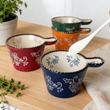 Ceramic Bowl with Handle Multifunctional Baking Bowl Oven Microwave Handmade French Tableware Coffee Cup Breakfast Cereal Bowl