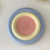 Korean Flat Plate Hand Paint Jewelry Storage Tray Dessert Plate Fruit Storage Cute Dish Ceramic Plates Candy Flat Bowl