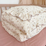 Korean Baby Girl Crib Bedding Set Bunny Rose Cherry Floral Cotton Muslin Cot Bedding Kit Duvet Cover Pillowcase No Filler