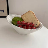 Ikeehome  Relief Sculpture Porcelain Bowl French Style Simple Household Food Container Fruit Vegetables Yogurt Salad Bowl Kitchen Supplies
