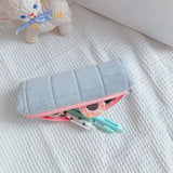 Gift Lattice Pencil Bag Large Capacity Simple Pencil Cases School Supplies with Zipper Stationery Box