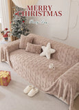New Christmas Rabbit Plush Sofa Cover Thick Warm All-Cover Solid Couch Covers for Winter Multifunctional Soft Blanket for Office