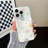 Colourful Flowers Clear Phone Case For iPhone 16 15 14 13 12 12 Pro Max Soft Shockproof Bumper Cover