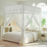 Lace Princess Palace Mosquito Net with Frame Romantic Three-door Bed Curtain with Dustproof Top French Design Home Decor