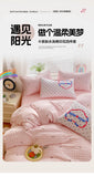 Korea Style Bedding Set Purple Heart Washed Cotton Soft Duvet Cover Skin-friendly Quilt Cover Bed Sheet Pillowcase Home Textiles