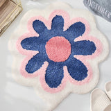 Cute Round Flower Tufting Rug Carpet Soft Plush Tuftted Feet Paid Carpet  Bathroom Anti-slip Doormat Sofa Bedside Rugs