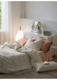 Ele Floral Cotton Bedding Set 00% Pure Combed Cotton 4-Piece Bedding Set for Students Dormi 3-Piece Duvet Cover Bedding