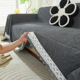 Herringbone Chenille Solid Sofa Towel Thickened Fur Ball Edge Sofa Cover for Four Seasons Cozy Skin-Friendly Blanket for Office