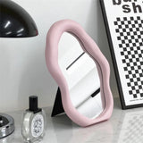 Nordic Style Vanity Mirror with Wave Frame INS Irregular Makeup Mirrors Table Desk Mirror for Bedroom Decorative Photoprops