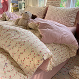 Simple Bedding Set Korean Style Soft Bed Sheet Set Queen King Size Duvet Cover Set No Filling With Pillowcase Bedroom Decor