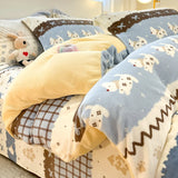 New High-weight Milk Fleece Thickened Single Quilt Cover  Winter Warm Cartoon Duvet Cover Skin-friendly Bedding