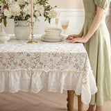 Korean Pastoral Tablecloth Elegant Retro Floral Pattern Dustproof Tablecloth Living Room Cloth Square Pure Cotton Cover Cloth