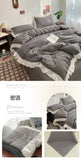 INS Princess Style Bedding Sets Ruffle Lace Bow Quilt Cover Home Romantic Bedclothes Decor Woman Girls Bedroom Duvet Cover 4pcs