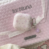 Full Screen Purple Floral + Pendant Earphone Case Suitable for Apple for Airpodspro2 Case/For Airpodspro Case/For Airpods4 Case/For Airpods3 Case/For Airpods2 Case/Fashionable Women's Earphone Case/Simple Earphone Case