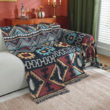 1pc Sofa Towel Ethnic Style Sofa Throw Blanket, With Tassels Couch Covers Four Seasons Universal Living Room Furniture Protector
