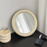 CuteLife Yellow Round Plastic Frame Makeup Decorative Mirrors Aesthetic Dressing Table Mirror For Bedroom Home Decor Wall Mirror