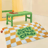 Korean Style Colorful Lattice Coil Door Mat, Retro Trendy PVC Wire Ring Doormat, Outdoor Decorative Floor Mats, Dust Removal