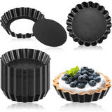 10PCS 4 Inch Mini Egg Tart Pan Molds with Removable Round Bottom Nonstick Pie Tart Bakeware Mold or Mousse Cake Dessert Baking