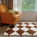 Fluffy Carpet Thick Home Accessories Floor Mats Bed Room Alfombra Large Area Rug Rhombus Checkerboard Living Room IG Decoration