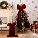 Large Christmas Bow Decoration Velvet Hanging Ornament Big Ribbon Decor for Tree Wall Fireplace Indoor Outdoor Holiday Party