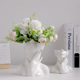 Nordic Style Flower Vase Women Body Half Face Flower Pot Vase Ceramic Art Crafts Bedroom Living Room Desktop Decoration