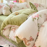 New high-weight, fresh and light milk fleece printed quilt cover Thickened warm Duvet cover