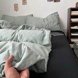 Ins Nordic Bedding Set Plaid Striped Duvet Cover Set Soft Flat Sheets Set 2 Pillowcases Single Twin Full Queen Size Simple Style