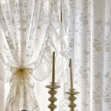 French Romance Ruffle Sheer Curtains White Butterfly Flowers Lace Voile Window Drapes for Bedroom Cafe Living Room Kitchen
