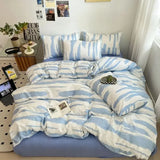 Nordic Style Pure Cotton Printed Bedding Sets Ultra Soft and Skin Friendly Fitted Sheet Kit Home Twin Bedclothes for Adults
