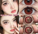 2PCS  Red Color Contact Lenses Large Diameter 14.5mm Myopia Degree Colored Lens Blue Beauty Pupil Makeup One Year Use