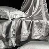 1000TC Egyptian Cotton Soft Silky Brocade Lace Champagne Luxury Bedding Set Duvet Cover Bed Sheet/Fitted Sheet Pillowcases 4Pcs