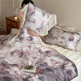 French Luxury Bedding Set Ruffle Lace Trim Digital Printing Duvet Cover Bed Sheet Pillowcases for King Queen Size