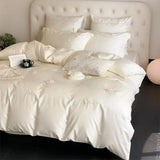 1000TC Egyptian Cotton Three-dimensional Flowers Embroidery Bedding Set Duvet Cover Set Flat/Fitted Bed Sheet Pillowcases 4Pcs