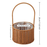 Willow Rattan Bride Flower Basket Picnic Container with Handle Picnic Weaving Basket Hand-Woven Flower Arrangement Basket