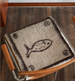 Seaside Tufting Seat Cushion Soft Chair Sofa Ocean Theme Tufted Fish Pad Home Office Warm Cozy Decor for Autumn Winter 36x40cm